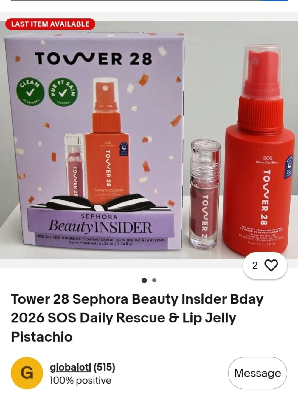 Tower 28 Pink Gloss And SOS Facial Spray Duo